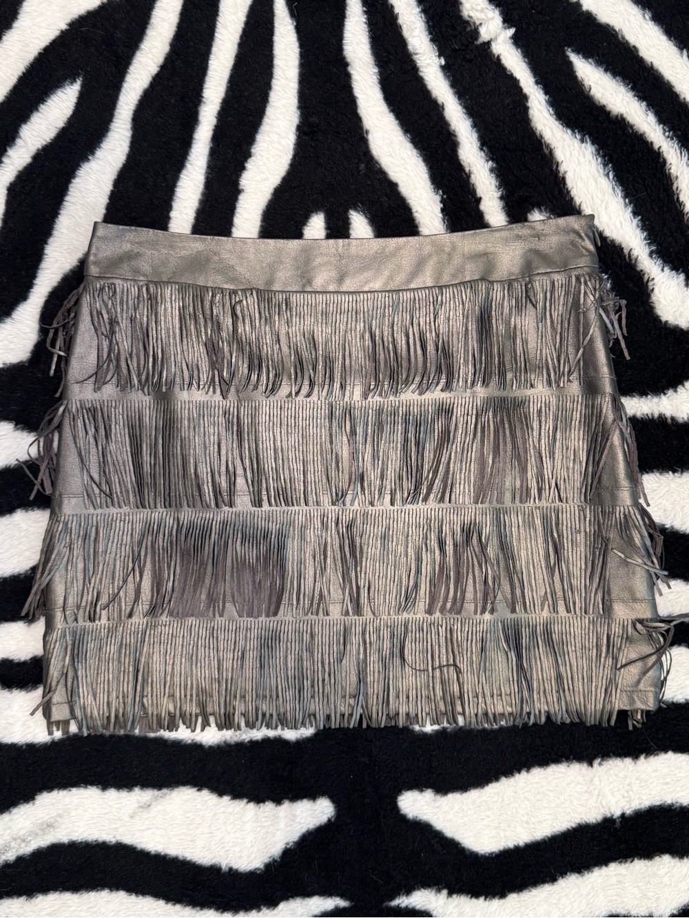ARDEN B Metallic Fringe Mini Skirt Y2K Size Small Festival